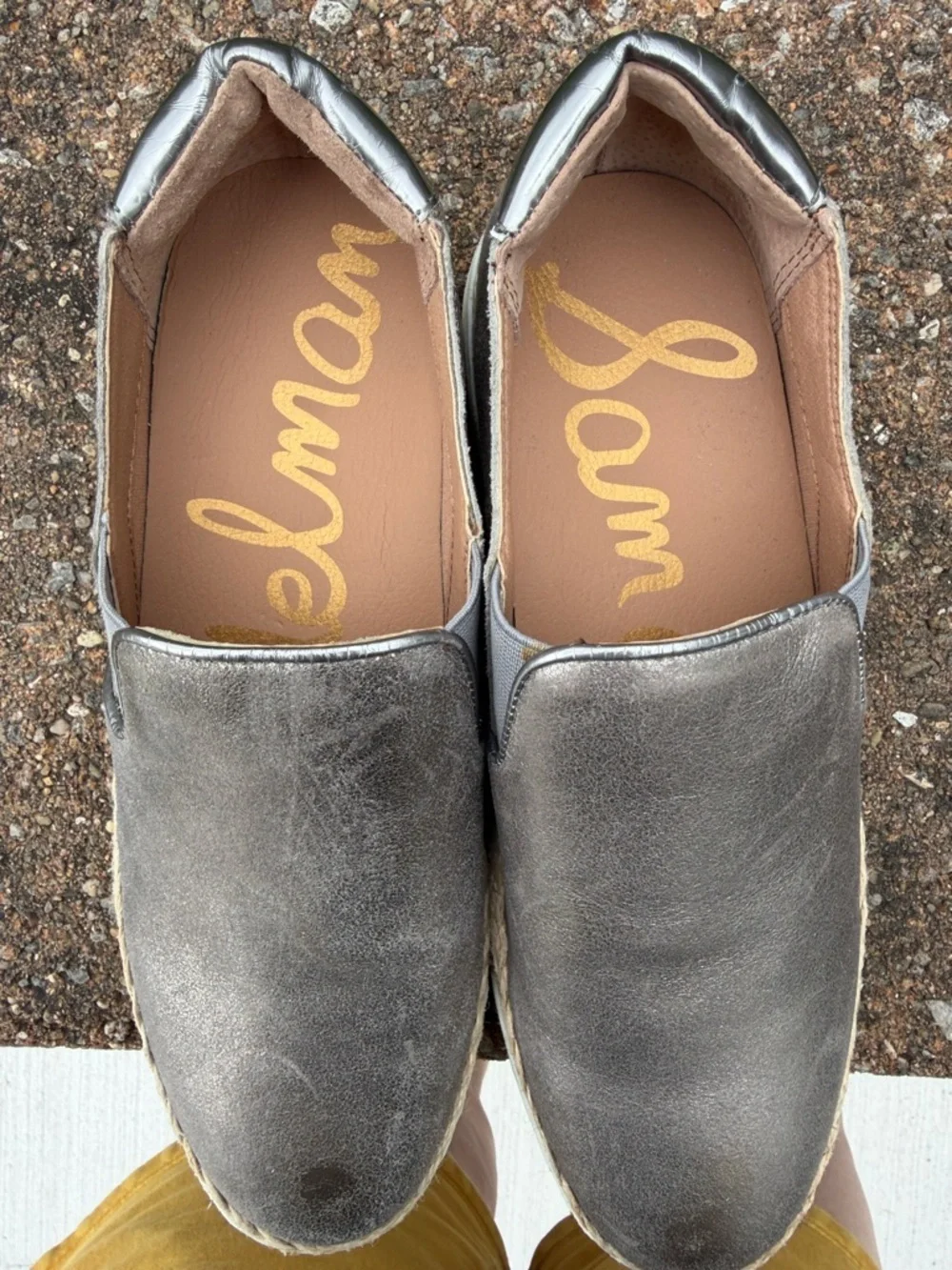 Sam Edelman Metallic Silver Slip-On Espadrille Sneakers banks